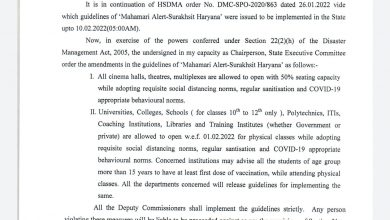 Photo of BIG BREAKING: हरियाणा सरकार ने मिनी लॉकडाउन की पाबंदियों में दी और ढ़ील- देखे क्या-क्या खोला